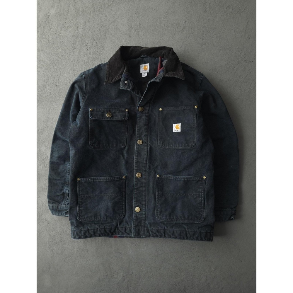 Carhartt 103825 BLK Canvas Chore Jacket Blanket Lined Workwear M Black